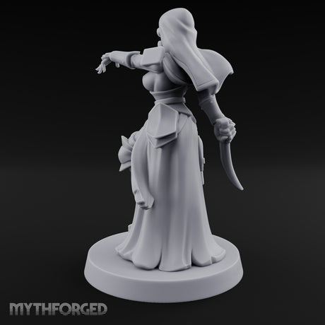 Finger Pointing Striding Human Medic Nun Miniature for Dungeons and Dragons, Pathfinder or other TTRPGs