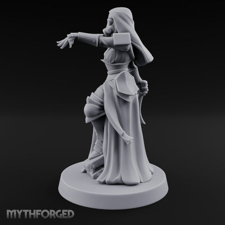Finger Pointing Striding Human Medic Nun Miniature for Dungeons and Dragons, Pathfinder or other TTRPGs