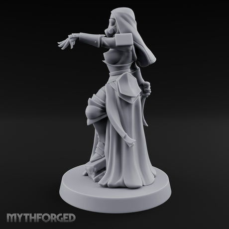 Finger Pointing Striding Human Medic Nun Miniature for Dungeons and Dragons, Pathfinder or other TTRPGs