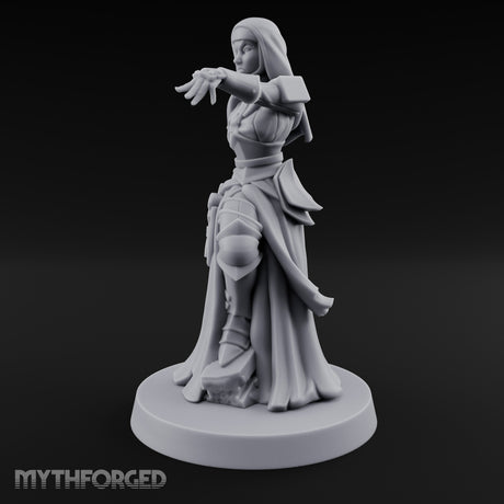 Finger Pointing Striding Human Medic Nun Miniature for Dungeons and Dragons, Pathfinder or other TTRPGs