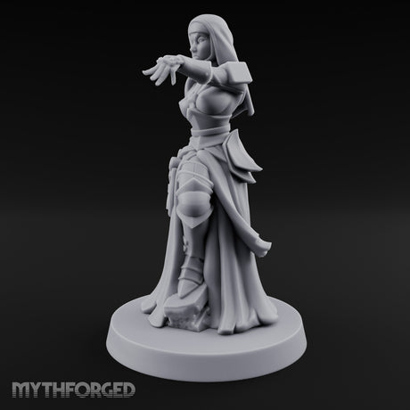 Finger Pointing Striding Human Medic Nun Miniature for Dungeons and Dragons, Pathfinder or other TTRPGs