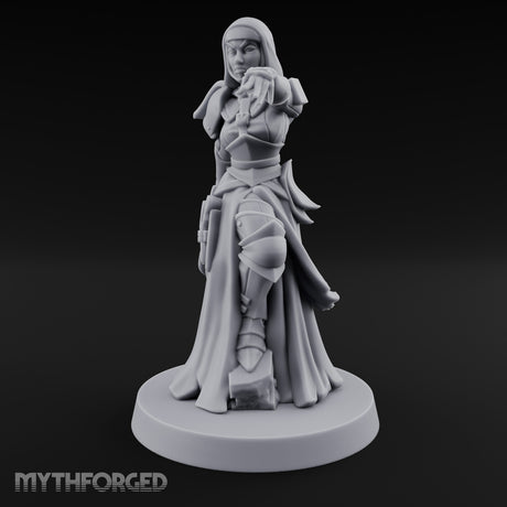 Finger Pointing Striding Human Medic Nun Miniature for Dungeons and Dragons, Pathfinder or other TTRPGs