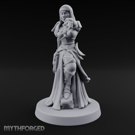 Finger Pointing Striding Human Medic Nun Miniature for Dungeons and Dragons, Pathfinder or other TTRPGs