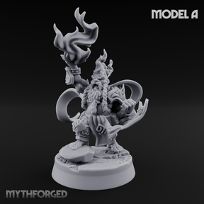 Flames Towering Skyward Dwarf Fire Casters A Miniature for Dungeons and Dragons, Pathfinder or other TTRPGs