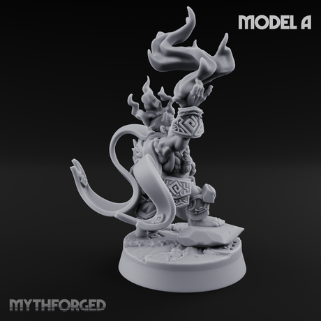 Flames Towering Skyward Dwarf Fire Casters A Miniature for Dungeons and Dragons, Pathfinder or other TTRPGs