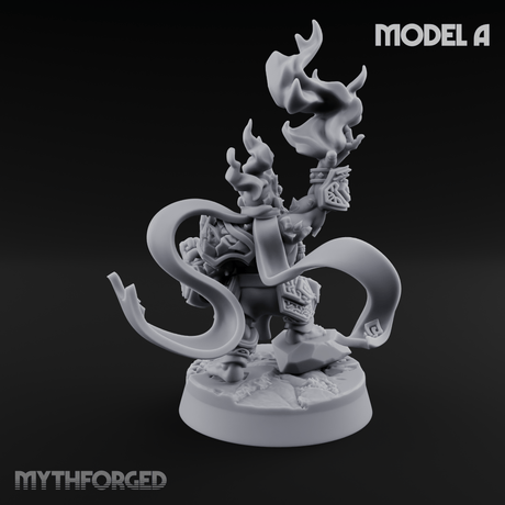 Flames Towering Skyward Dwarf Fire Casters A Miniature for Dungeons and Dragons, Pathfinder or other TTRPGs