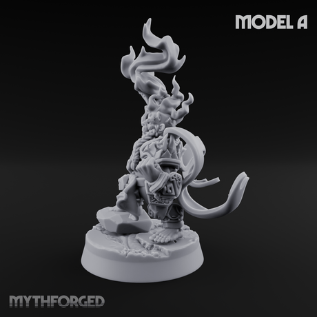 Flames Towering Skyward Dwarf Fire Casters A Miniature for Dungeons and Dragons, Pathfinder or other TTRPGs
