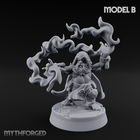 Flames Towering Skyward Dwarf Fire Casters Miniature for Dungeons and Dragons, Pathfinder or other TTRPGs