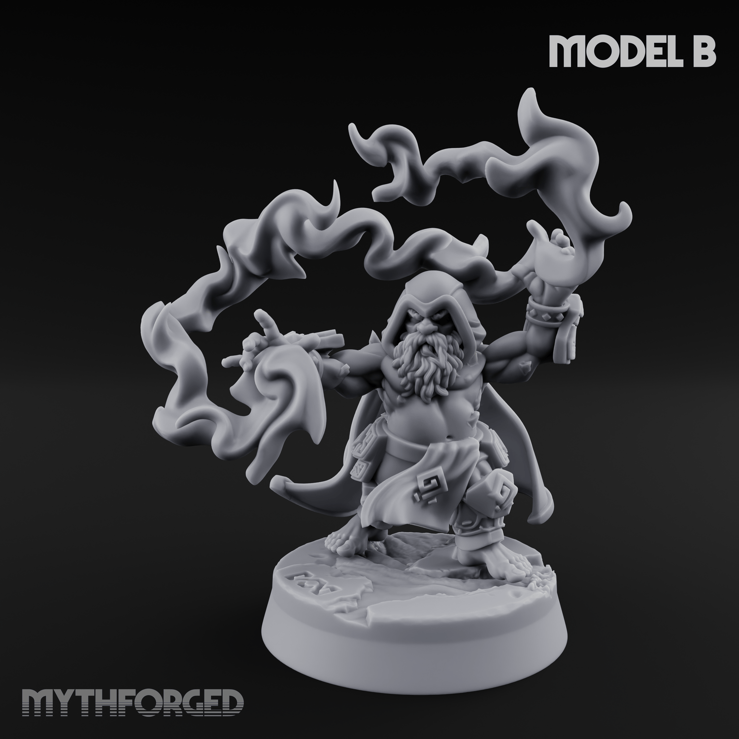 Flames Towering Skyward Dwarf Fire Casters B Miniature for Dungeons and Dragons, Pathfinder or other TTRPGs