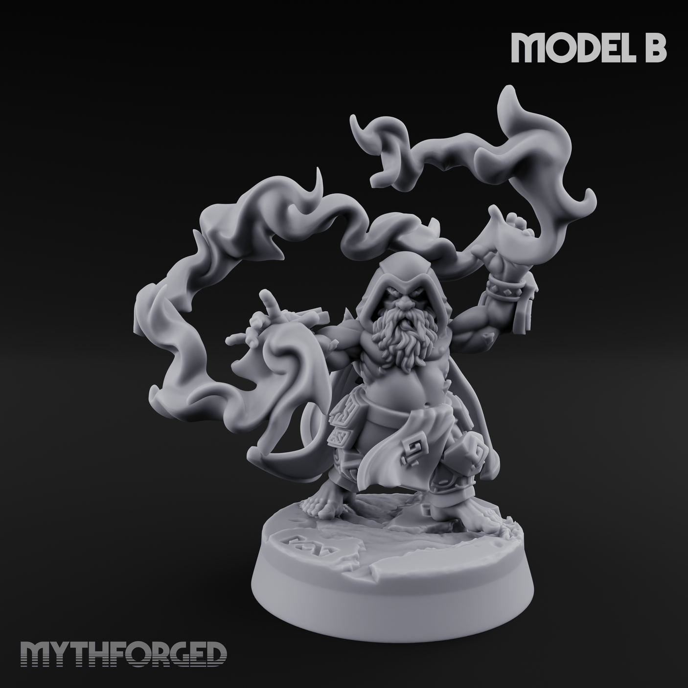 Flames Towering Skyward Dwarf Fire Casters B Miniature for Dungeons and Dragons, Pathfinder or other TTRPGs