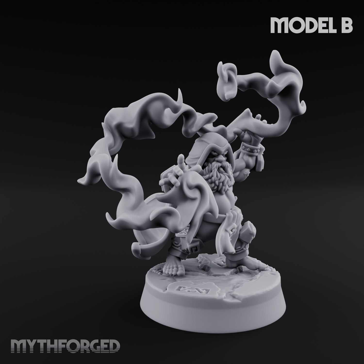 Flames Towering Skyward Dwarf Fire Casters B Miniature for Dungeons and Dragons, Pathfinder or other TTRPGs