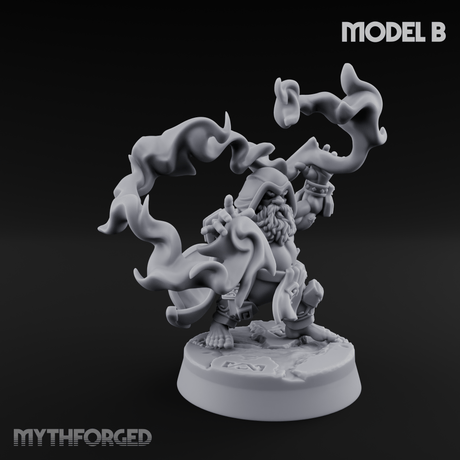 Flames Towering Skyward Dwarf Fire Casters B Miniature for Dungeons and Dragons, Pathfinder or other TTRPGs