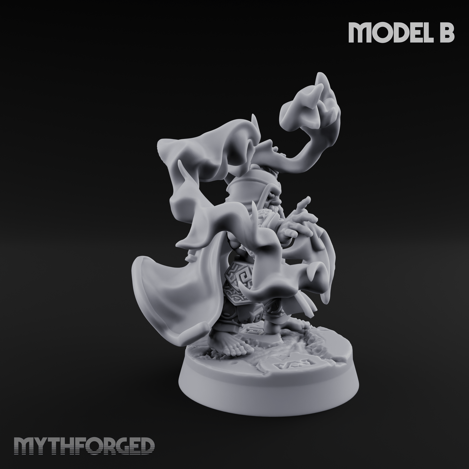 Flames Towering Skyward Dwarf Fire Casters B Miniature for Dungeons and Dragons, Pathfinder or other TTRPGs