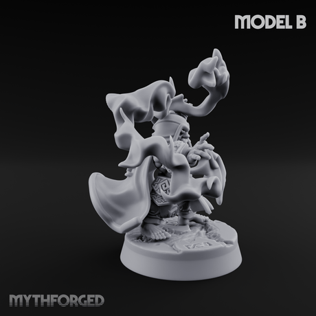 Flames Towering Skyward Dwarf Fire Casters B Miniature for Dungeons and Dragons, Pathfinder or other TTRPGs