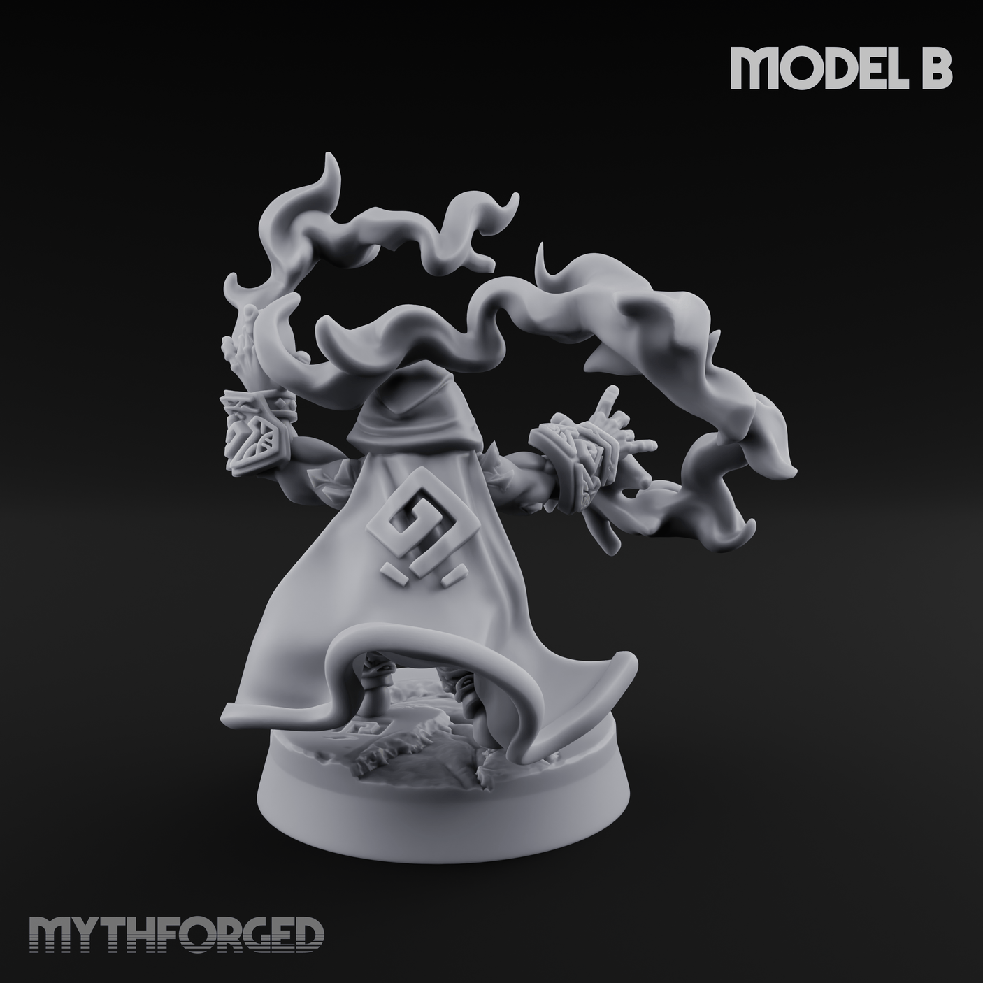 Flames Towering Skyward Dwarf Fire Casters B Miniature for Dungeons and Dragons, Pathfinder or other TTRPGs