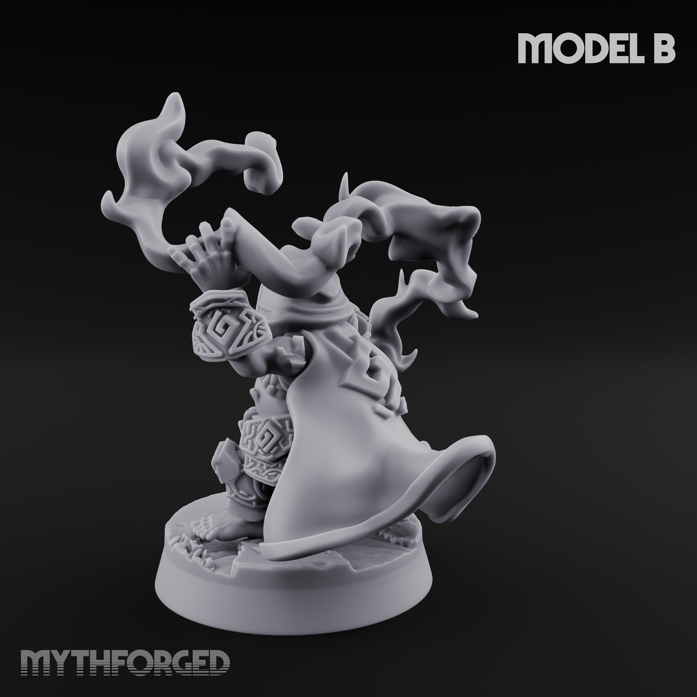 Flames Towering Skyward Dwarf Fire Casters B Miniature for Dungeons and Dragons, Pathfinder or other TTRPGs