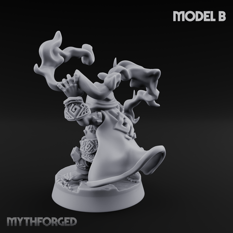 Flames Towering Skyward Dwarf Fire Casters B Miniature for Dungeons and Dragons, Pathfinder or other TTRPGs
