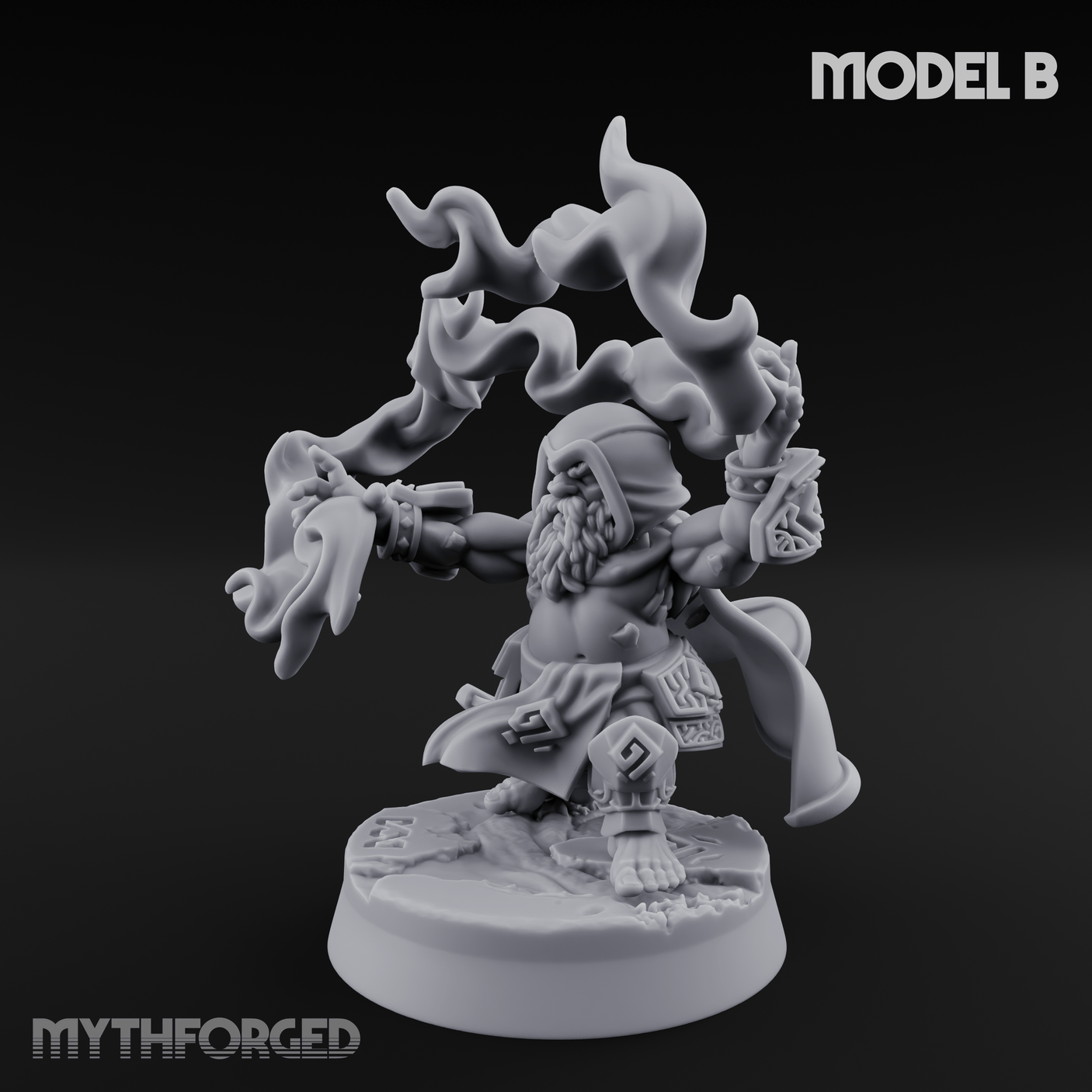 Flames Towering Skyward Dwarf Fire Casters B Miniature for Dungeons and Dragons, Pathfinder or other TTRPGs