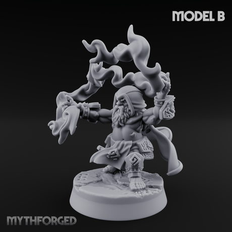 Flames Towering Skyward Dwarf Fire Casters B Miniature for Dungeons and Dragons, Pathfinder or other TTRPGs