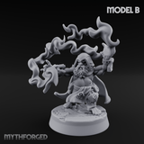 Flames Towering Skyward Dwarf Fire Casters B Miniature for Dungeons and Dragons, Pathfinder or other TTRPGs
