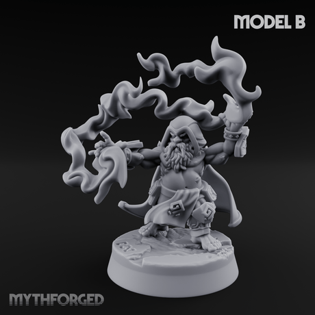 Flames Towering Skyward Dwarf Fire Casters B Miniature for Dungeons and Dragons, Pathfinder or other TTRPGs
