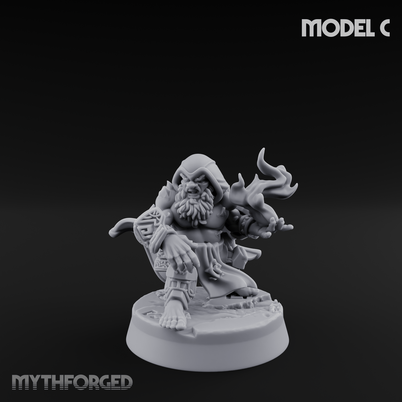 Flames Towering Skyward Dwarf Fire Casters C Miniature for Dungeons and Dragons, Pathfinder or other TTRPGs