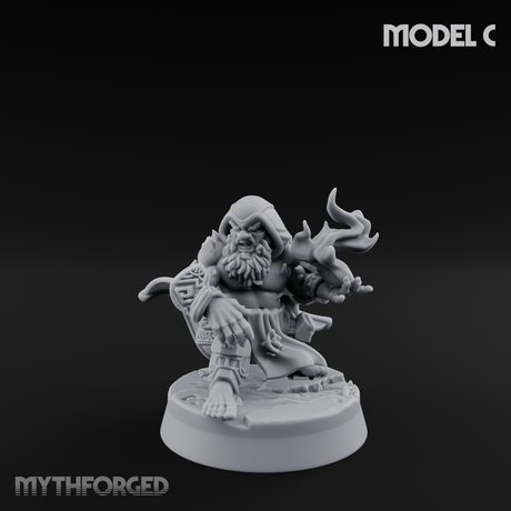 Flames Towering Skyward Dwarf Fire Casters C Miniature for Dungeons and Dragons, Pathfinder or other TTRPGs