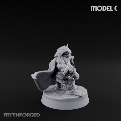 Flames Towering Skyward Dwarf Fire Casters C Miniature for Dungeons and Dragons, Pathfinder or other TTRPGs