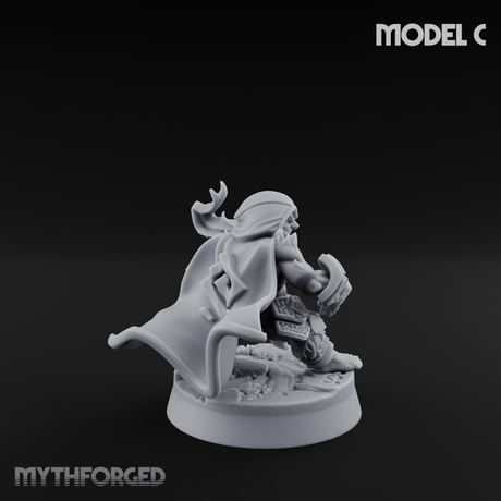 Flames Towering Skyward Dwarf Fire Casters C Miniature for Dungeons and Dragons, Pathfinder or other TTRPGs