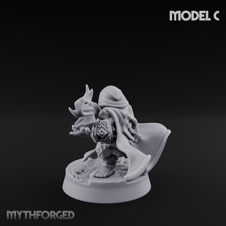Flames Towering Skyward Dwarf Fire Casters C Miniature for Dungeons and Dragons, Pathfinder or other TTRPGs