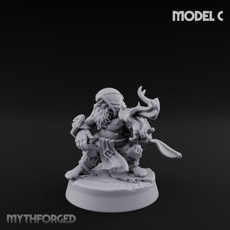Flames Towering Skyward Dwarf Fire Casters C Miniature for Dungeons and Dragons, Pathfinder or other TTRPGs