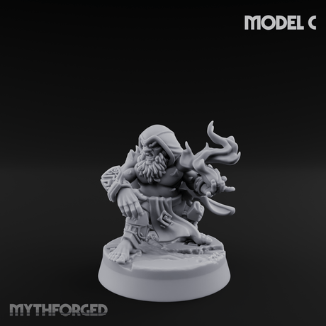 Flames Towering Skyward Dwarf Fire Casters C Miniature for Dungeons and Dragons, Pathfinder or other TTRPGs