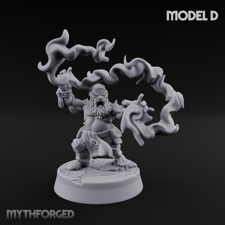 Flames Towering Skyward Dwarf Fire Casters D Miniature for Dungeons and Dragons, Pathfinder or other TTRPGs