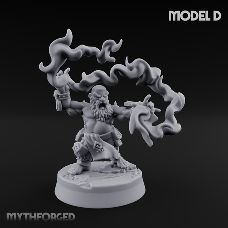 Flames Towering Skyward Dwarf Fire Casters Miniature for Dungeons and Dragons, Pathfinder or other TTRPGs