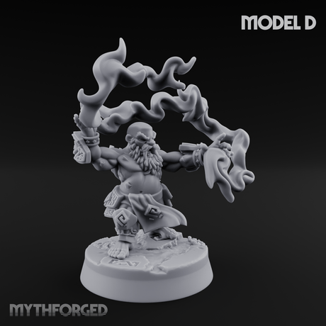 Flames Towering Skyward Dwarf Fire Casters D Miniature for Dungeons and Dragons, Pathfinder or other TTRPGs