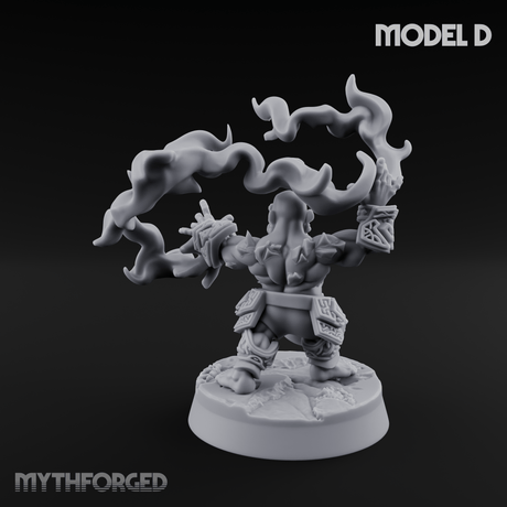 Flames Towering Skyward Dwarf Fire Casters D Miniature for Dungeons and Dragons, Pathfinder or other TTRPGs