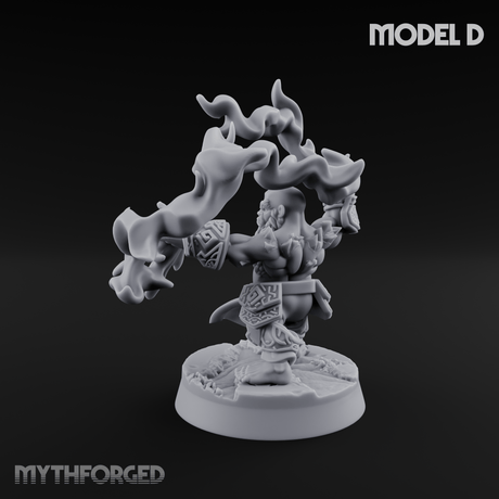 Flames Towering Skyward Dwarf Fire Casters D Miniature for Dungeons and Dragons, Pathfinder or other TTRPGs