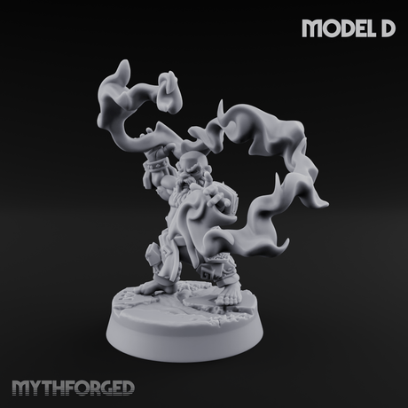 Flames Towering Skyward Dwarf Fire Casters D Miniature for Dungeons and Dragons, Pathfinder or other TTRPGs