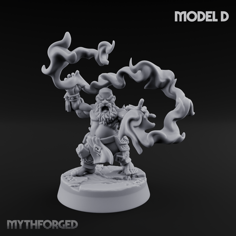 Flames Towering Skyward Dwarf Fire Casters D Miniature for Dungeons and Dragons, Pathfinder or other TTRPGs