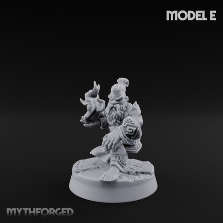 Flames Towering Skyward Dwarf Fire Casters E Miniature for Dungeons and Dragons, Pathfinder or other TTRPGs