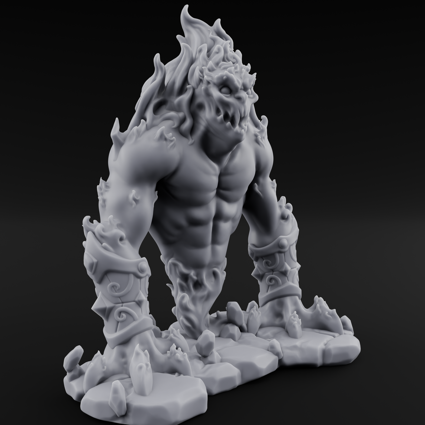 Shackle Bursting Fire Elemental Brute Miniature for Dungeons and Dragons, Pathfinder or other TTRPGs