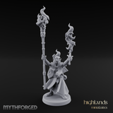 Torches Held High Fire Mage Miniature for Dungeons and Dragons, Pathfinder or other TTRPGs