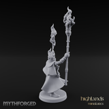 Torches Held High Fire Mage Miniature for Dungeons and Dragons, Pathfinder or other TTRPGs