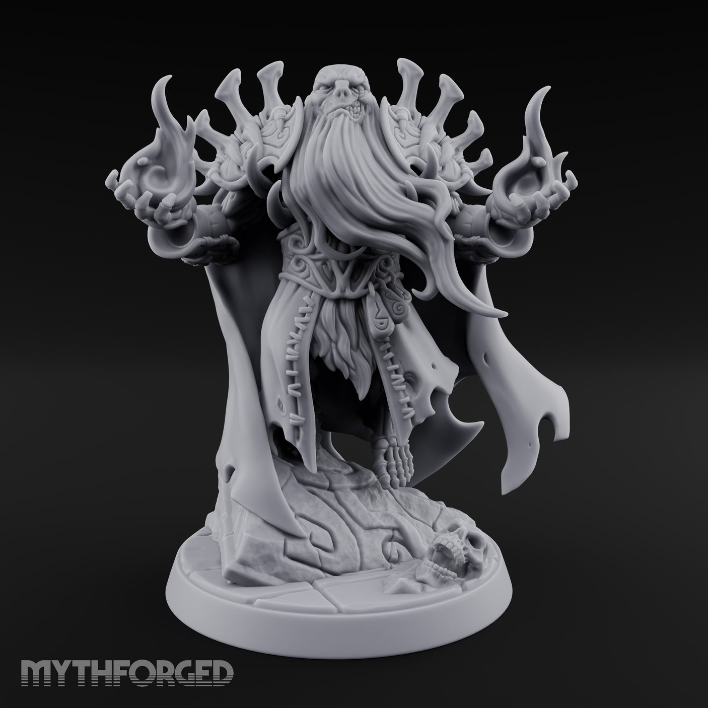 Flame Conjuring Draugr Sorcerer Miniature for Dungeons and Dragons, Pathfinder or other TTRPGs