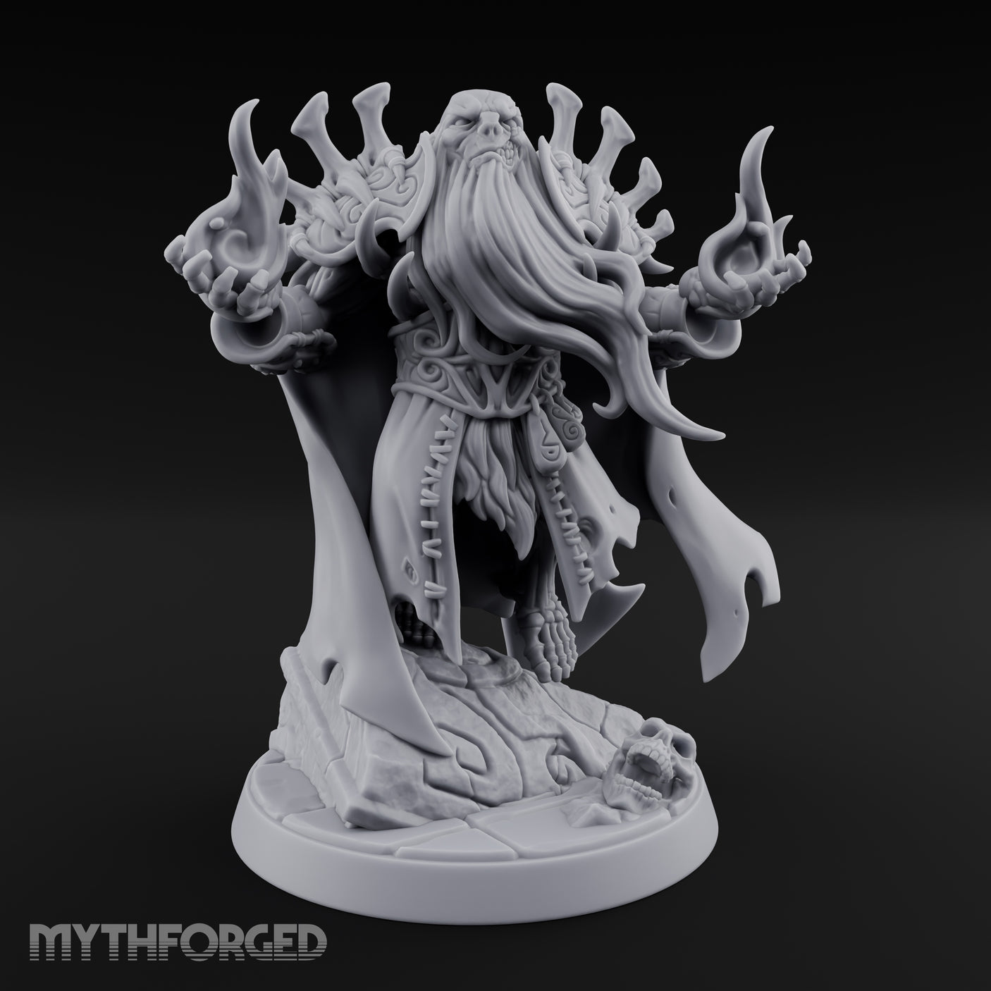 Flame Conjuring Draugr Sorcerer Miniature for Dungeons and Dragons, Pathfinder or other TTRPGs