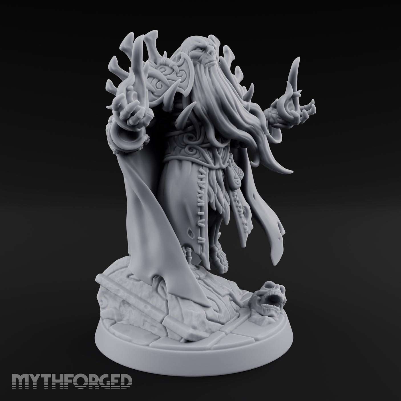 Flame Conjuring Draugr Sorcerer Miniature for Dungeons and Dragons, Pathfinder or other TTRPGs