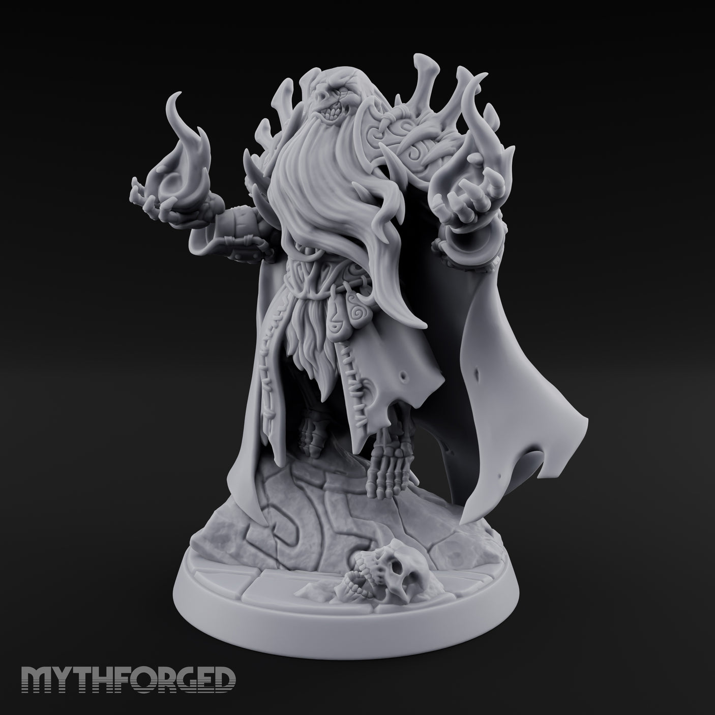 Flame Conjuring Draugr Sorcerer Miniature for Dungeons and Dragons, Pathfinder or other TTRPGs