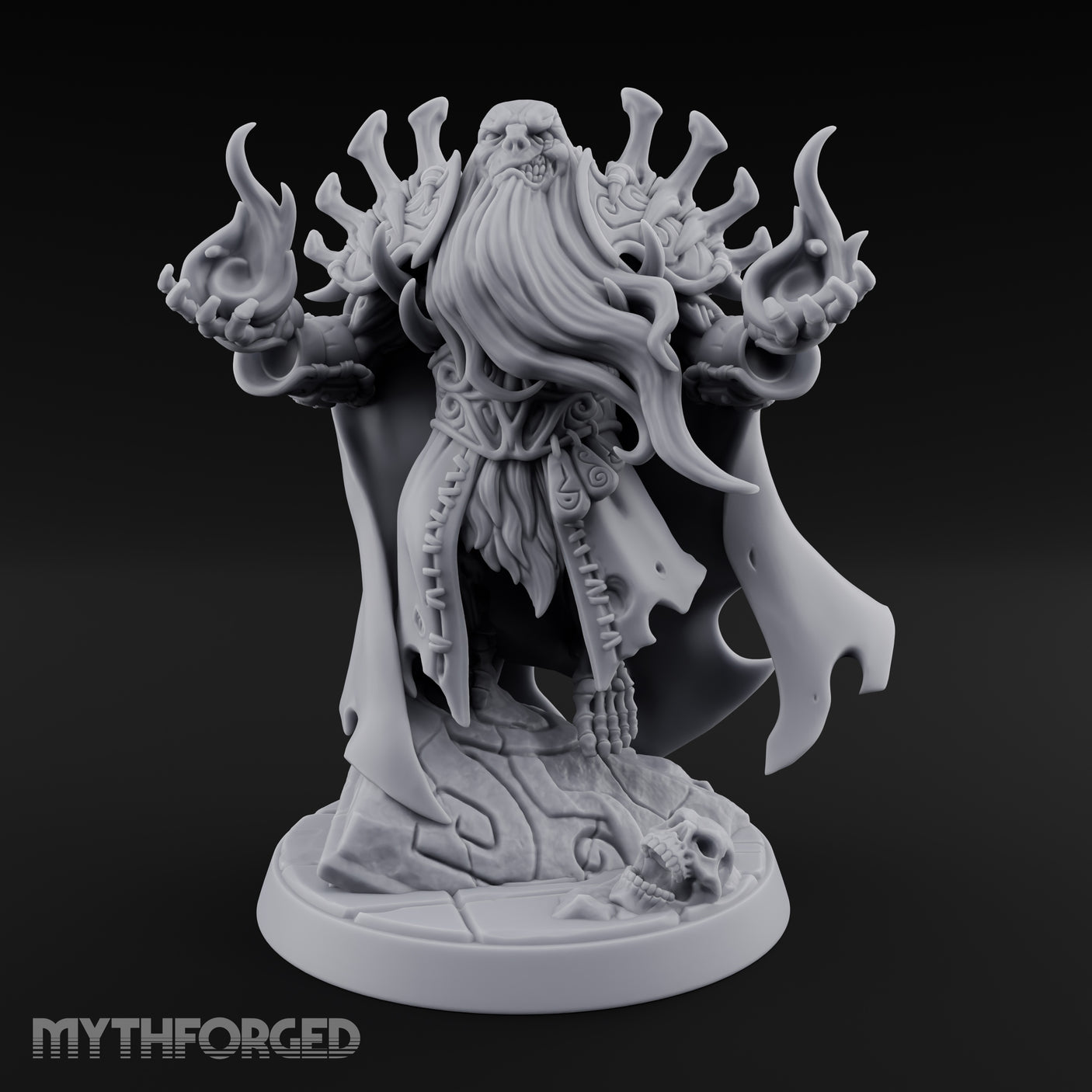 Flame Conjuring Draugr Sorcerer Miniature for Dungeons and Dragons, Pathfinder or other TTRPGs