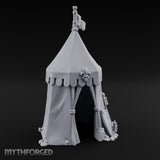 Flag-Topped Heraldry-Trimmed Knight Commander's Campaign Tent Miniature for Dungeons and Dragons, Pathfinder or other TTRPGs