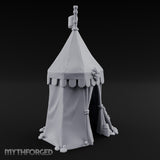 Flag-Topped Heraldry-Trimmed Knight Commander's Campaign Tent Miniature for Dungeons and Dragons, Pathfinder or other TTRPGs